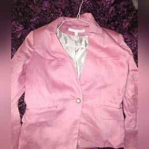 Veronica Beard Orchid Pink Dickey Linen Up Collar Blazer Jacket Size 6 Old Money